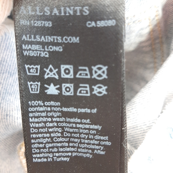 Allsaints Mabel Distressed Denim Skirt UK 4 Stonewashed Split Front Hem Festival - Picture 15 of 15